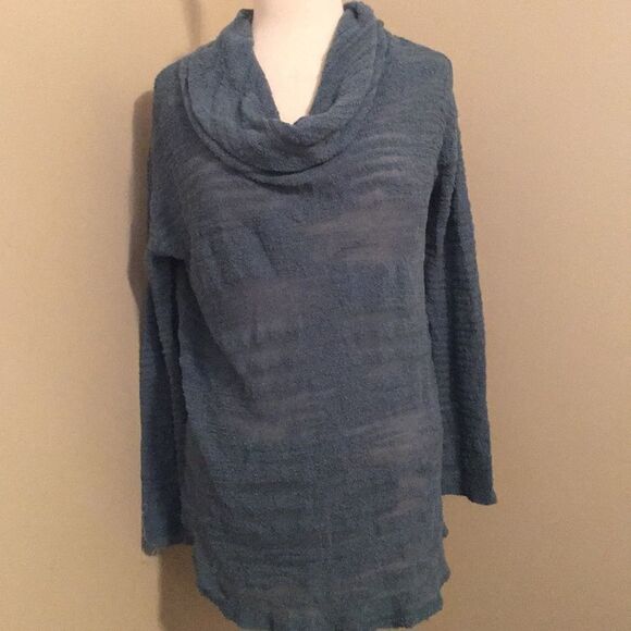 Free People Blue Knit Collar Long Sweater Small - Picture 4 of 6